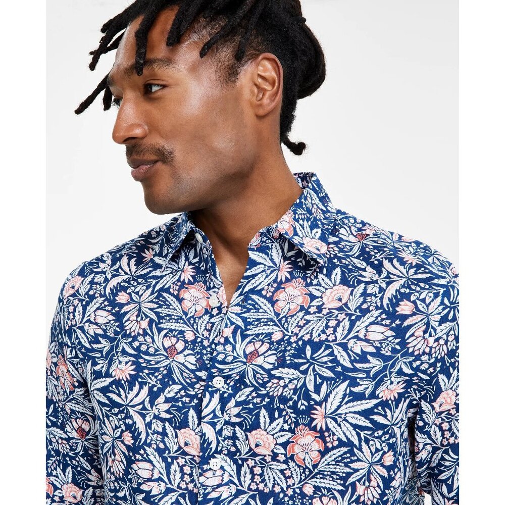 Club Room Mens Terra Regular Fit Floral Print Button Down Shirt Blue Size XL NWT - Picture 3 of 8